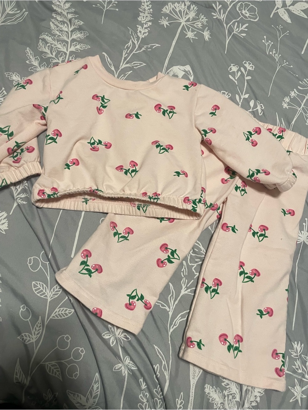 Rachel Zoe - Baby Girl 18M Pink Cherry-Print Sweatshirt and Pants Set